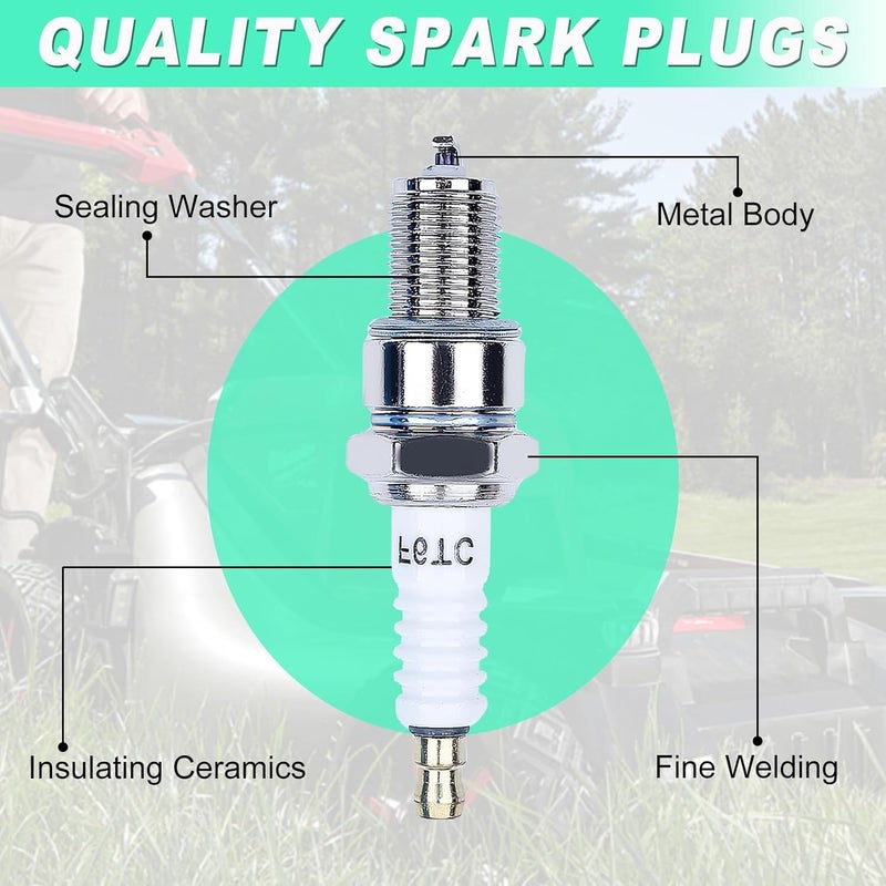 Adefol F6TC Spark Plugs for Honda GX160 GCV160 GX100 GX120 GX200 GX240 GX270 GX340 GX390 Series Lawnmower Engine Sparkplug， F6TC Spark Plug for NGK BP6ES and for Champion N9YC, (10 Pack F6TC Spark Plug) - Image 4